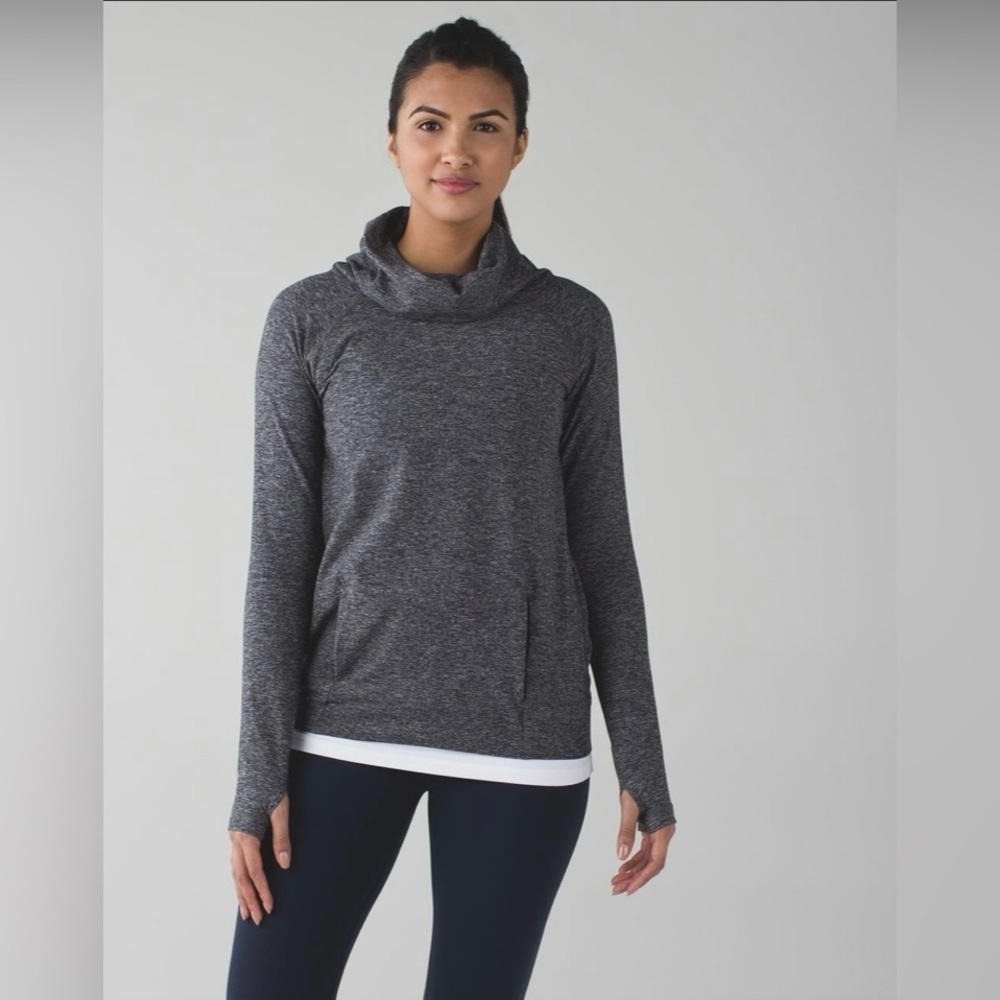 Lululemon Make A Move Long Sleeve Heathered Black Funnel Neck Pullover